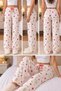 Women's Pajama Bottoms with a Pair of Cotton Satin Ribbons and New Year's and Teddy Bear Print Patterns - 8