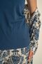 Women's Navy Blue Patterned Dressing Gown Set Pc9286-S-V1 - 5