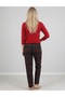 Suede pajama bottoms with plaid-patterned pockets - 2
