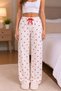 Women's Pajama Bottoms with a 2-Piece Cotton-Blend Light Satin Ribbon Detail and Small Teddy Bear Print - 3