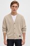 Stone Low Shoulder Soft Textured V Neck Men's Knitwear Cardigan |   Mew5111322-1 - 2