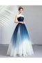 Rochie de seară lungă, bleumarin, cu degrade - 4