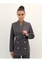 Premium Blazer Jacket with Asymmetrical Shawl Collar and Gold Buttons, Paired with High-Waisted Pants - 3