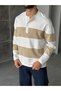 Henley-Neck Modal Fabric, Striped, Color A (Cream) - 2