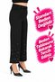 Plus-Size Women's High-Waisted Floral Print Wide-Leg Cotton Stretch Fabric Ankle-Length Pants, Black, Sizes 42–48 - 2