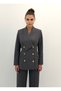 Premium Blazer Jacket with Asymmetrical Shawl Collar and Gold Buttons, Paired with High-Waisted Pants - 5