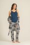 Women's Navy Blue Patterned Dressing Gown Set Pc9286-S-V1 - 7