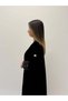 Velvet Abaya with Polka Dot Chiffon Inserts - 3