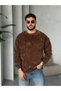 Crew Neck Velvet Sweatshirt, Coffee - 2