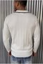 Seka 331 Men’s Collar-Front Striped Knit Sweater / Polo Collar Slim Fit Stretch Knit Sweater - 3