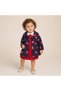 3-Piece Set for Girls: Floral Print Plush-Lined Jacket, Velvet Dress, and Blouse with Peter Pan Collar Embroidery Detail