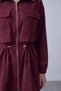 Burgundy - Elasticated Cuffs, Ruched Jacket BURGUNDY - 3