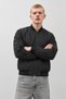 Men's Zipper-Front Transitional Ribbed Black Bomber Jacket - 5