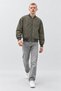 Men's Bomber Jacket with Zipper, Ribbed, Khaki, Transitional - 6