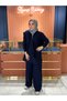 Navy Blue Quq Set with Shoulder Shawl - 2