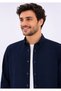 Men's Navy Blue Long Sleeve Basic Shirt - 3