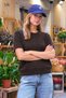 Women's Crew Neck Casual Short-Sleeve Black Knit Sweater - 5