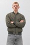 Men's Bomber Jacket with Zipper, Ribbed, Khaki, Transitional - 5