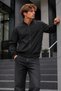 Men's Black Everyday Raincoat with Zipper - 6
