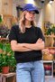 Women's Crew Neck Casual Short-Sleeve Black Knit Sweater - 5