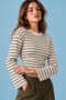 Women's Oversized Long-Sleeve T-Shirt with a Shiny Textured Stripe and Waist-Fitted Design - 7