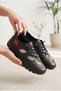 Women's Genuine Leather Leaf-Patterned Perforated Lace-Up Comfort Sneaker with Heel Stops - 3