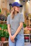 Women's Crew Neck Casual Short-Sleeve Black Knit Sweater - 2