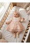 Girl Baby Naming Ceremony Dress with Bandana and Lace, Newborn Hospital Discharge, Wedding Dress, Evening Gown, Naming Ceremony Dress, 100% Cotton 8023