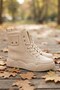 Women's Beige Casual Lace-Up Boots with Zippered Pocket Detail, Laces, and a Thick Sole - 5