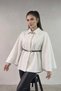 Pelerin Pancho with Belt, Length 77cm, Wool, 2026002, Off-White. - 4