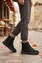 Women's Black Suede Casual Lace-Up Boots with Pocket Detail, Zippers, and a Thick Sole - 6