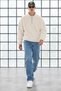 Men's Soft-Textured Half-Zip Winter Ecru Fleece-Lined Pullover - 3