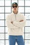 Men's Soft-Textured Half-Zip Winter Ecru Fleece-Lined Pullover - 5