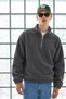 Men's Soft-Textured Half-Zip Winter Charcoal Grey Fleece