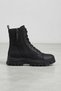 Women's Black Lace-Up Side-Zip Thick Sole Casual Combat Boots - 6