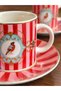 Coffee Cup Set, 2-Piece, Red Cup Set with Bird Pattern. - 3