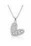 Crystal Heart Pendant Necklace with Baguette-Cut & Pavé-Style Stones