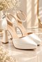 Women's Platform Heels, Pearl and Beaded Bridal Shoes, Wedding Shoes, Evening Party Shoes, 12 cm Heel. - 2