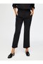 Women's Straight Fit Black Pants with Stitching Details Uw26Pnt004 - 3