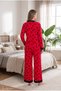 Stylish, Patterned, Wide-Leg, Soft-Textured Viscose Pajama Set with Buttons (Set of 2) - 3