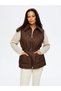 Women's Quilted Dark Brown Vest Uw26Kyl003