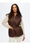 Women's Quilted Dark Brown Vest Uw26Kyl003 - 4