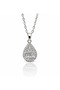 Teardrop Pendant Necklace with Baguette Stones, stainless steel