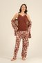 Leaves Women's Brown Dressing Gown Set Pc9266-S-V1 - 7