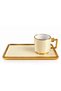2-Person Porcelain Turkish Coffee Cup Set, 4 Pieces, with Gold-Plated Rectangular Saucer, Luxurious Coffee Presentation Set. - 7