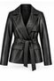 Black Leather Jacket with Shoulder Woven Detail.