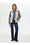 Women's Quilted Trimmed Ruffled Stone-Colored Vest Uw26Kyl005 - 2