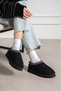 Black Suede Women's Boots with Fur Lining, Embroidered Details, and Thick Sole. - 2
