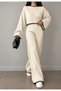 Women's Knitwear Set, Crop Sweater, Wide-Leg Pants, Two-Piece Set.