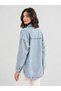 Women's Light Blue Oversized Denim Shirt Jacket with Bear Embroidery. - 3